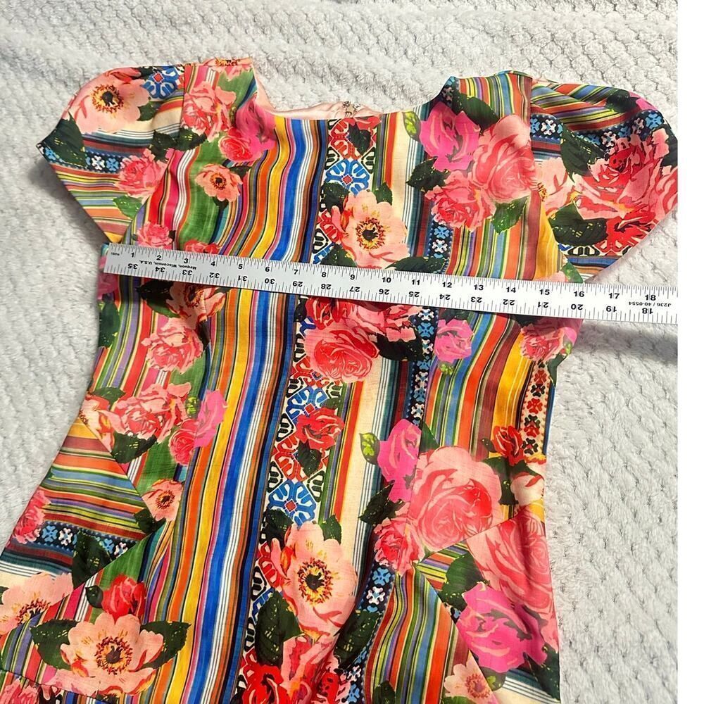 PatBo‎ Fit and Flare Mini Dress 42/Med Multicolor Silk Blend Floral Striped NWT - Picture 10 of 13